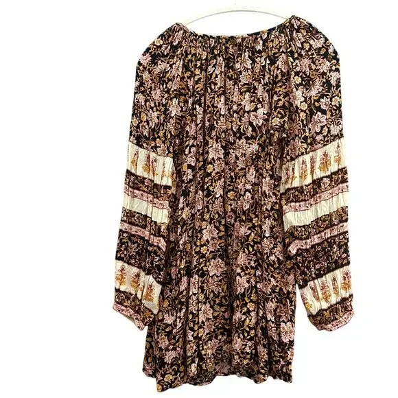 Billabong Gypset Boho Fall Brown, Pink Orange Black Floral Dress/Coverup, Size M - Picture 7 of 14